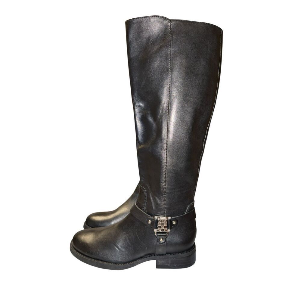 Vince Camuto Farren Women's Riding Boots SZ 5.5 Black Leather Quiet Luxury Moto